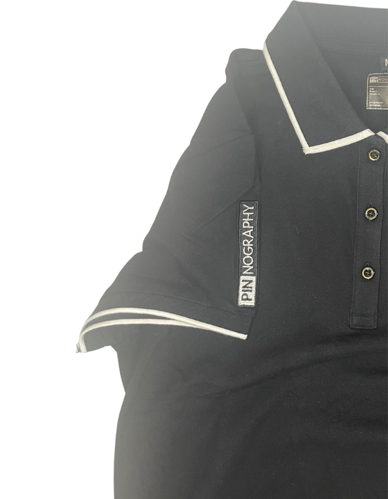 Women's Black Golf Polo with White Trim