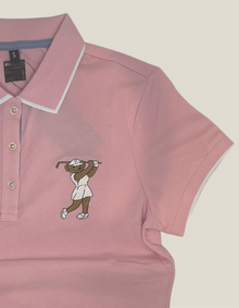  Women's Pink Golf Polo with White Trim